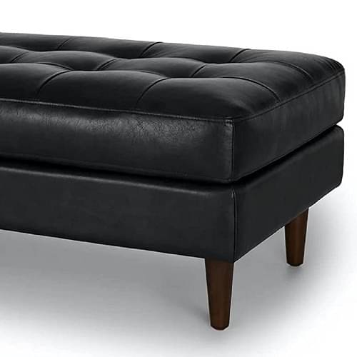 Black Leather 2 Seater Bench