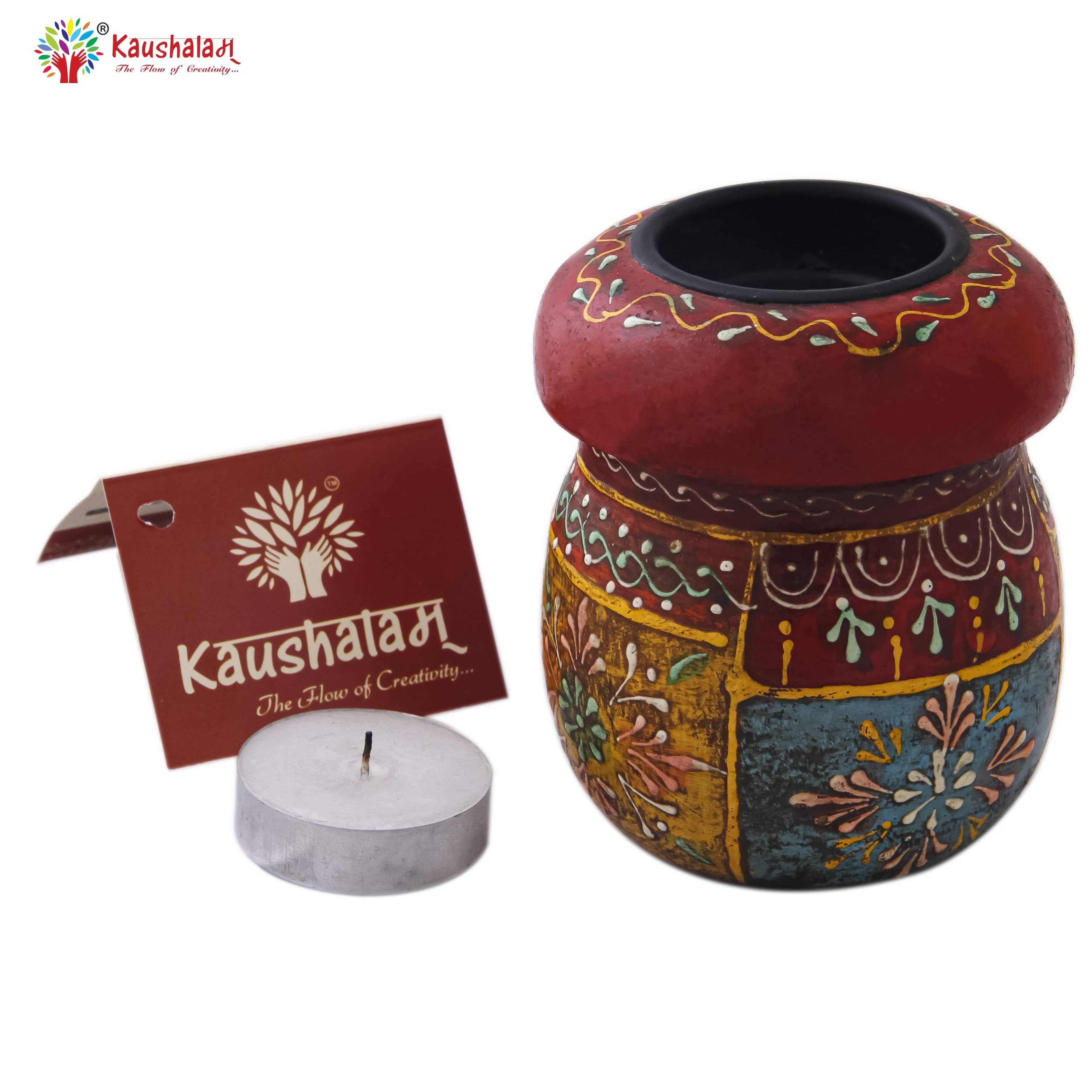 Ethnic T-Lite Holder Multicolour