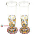 Hand Printed Tall Beer Glass Set 420ml - front_view