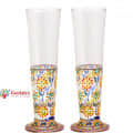Hand Printed Tall Beer Glass Set 420ml - top_view