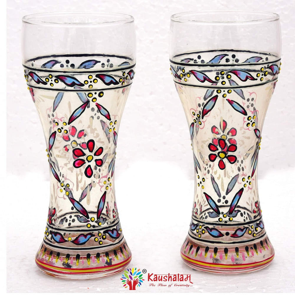 Hand Painted Pilsner Beer Glasses Set of 2 - photo