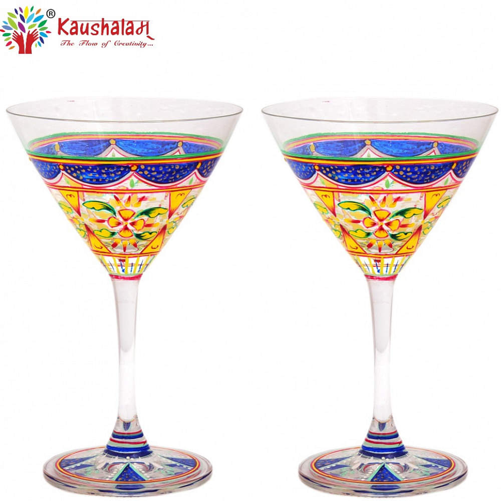 Hand Painted Cocktail/Mocktail glasses (Set of 2) - photo