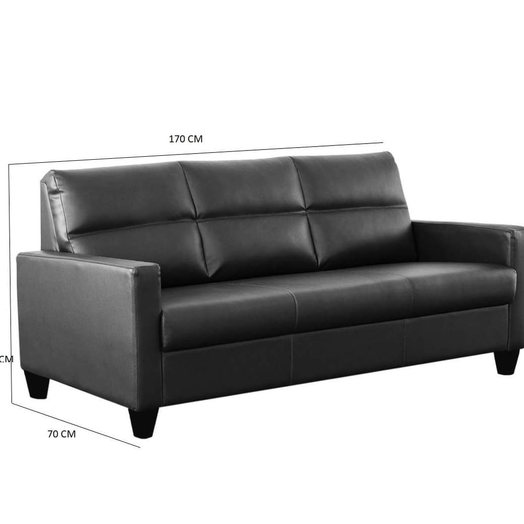 Black Faux Leather Sofa Set Baci Living Room