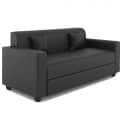 Black Leatherette 5 Seater Sofa Set (3+1+1) - front_view