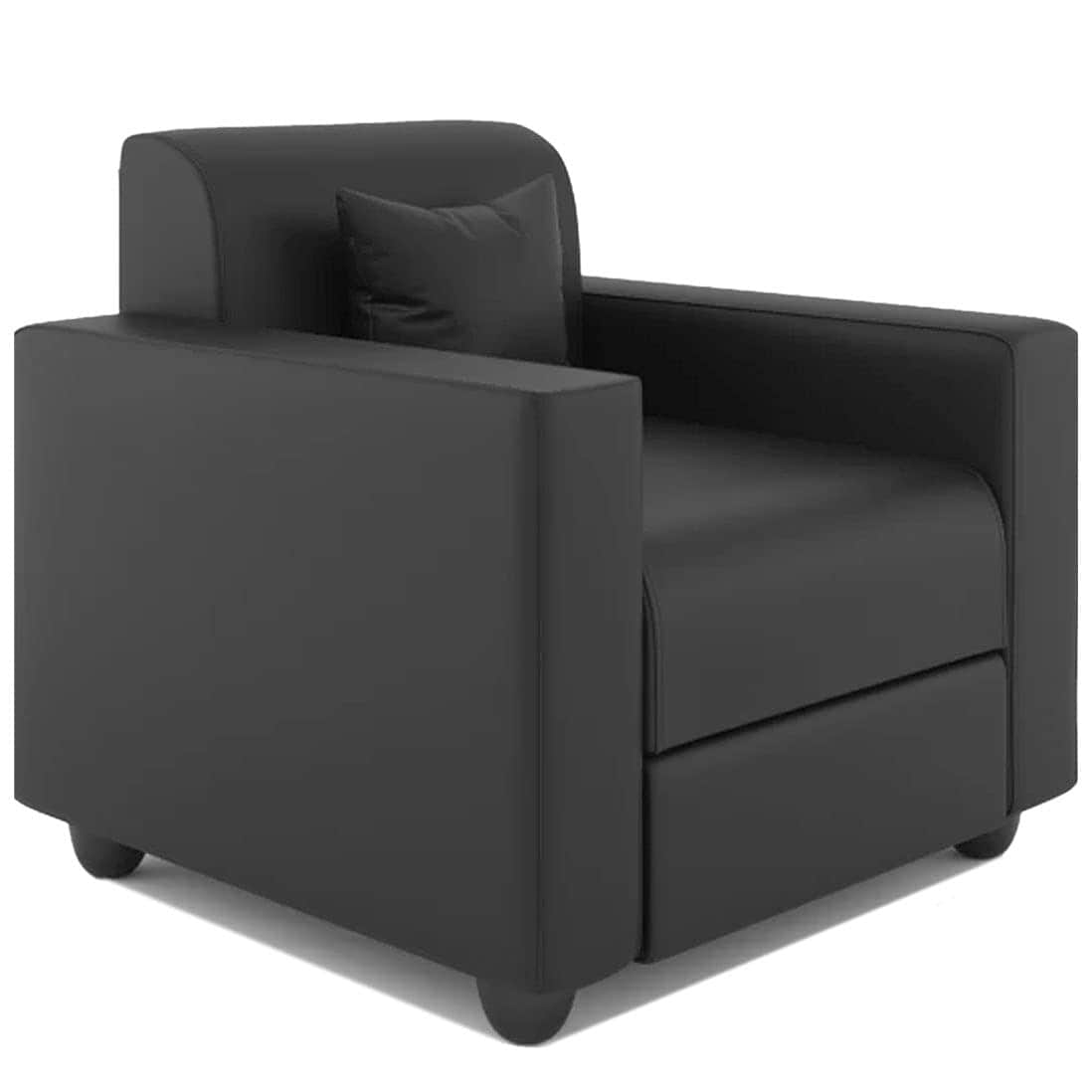 Black Leatherette 5 Seater Sofa Set (3+1+1) - top_view