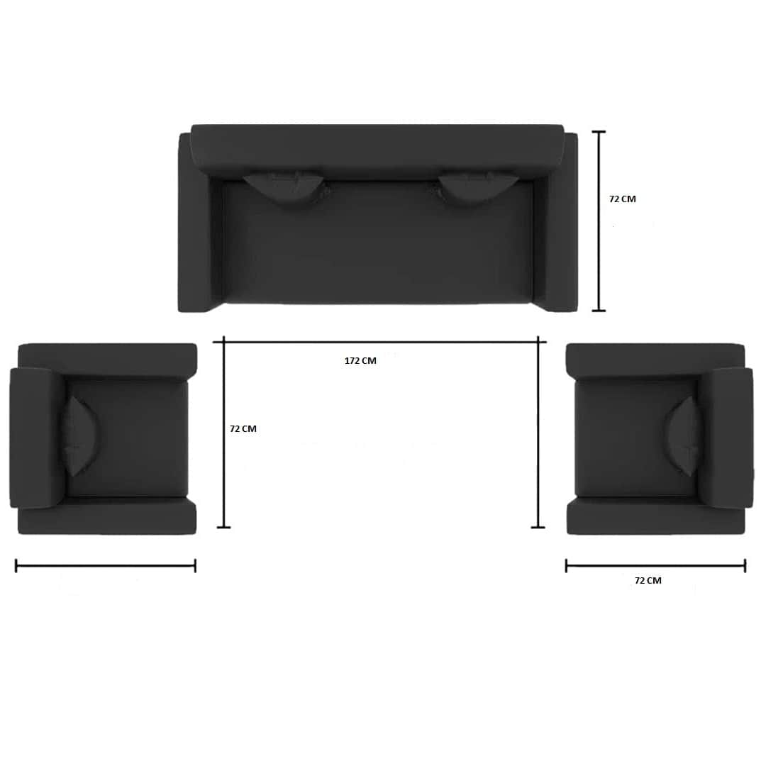 Black Leatherette 5 Seater Sofa Set (3+1+1) - right_view
