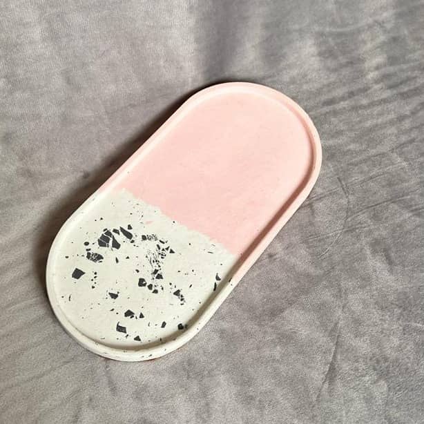 Oval Trinket Tray Terrazzo chips Tray(Light Pink)