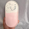 Oval Trinket Tray Terrazzo chips Tray(Light Pink) - front_view