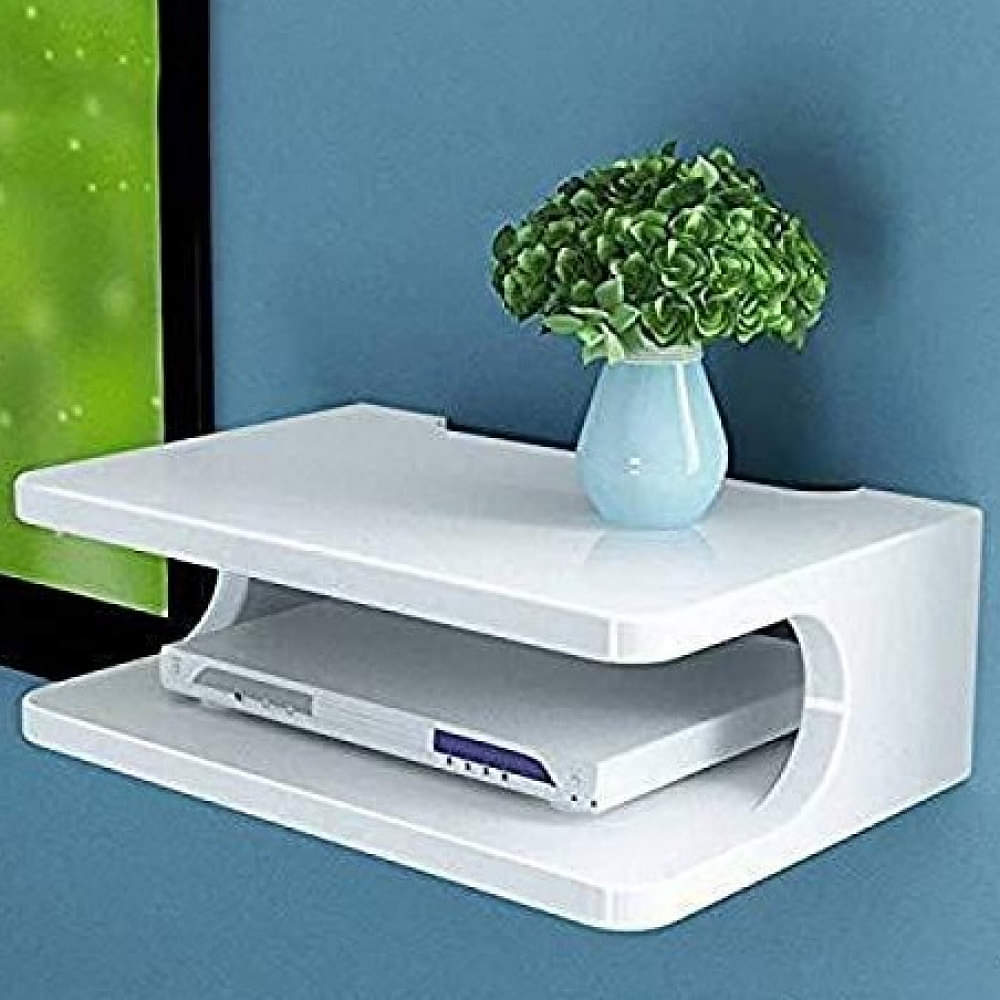 Wall Mount Set Top Box Stand In White - photo