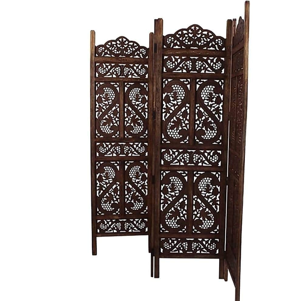 Wooden 4 Panel Partition - left_view