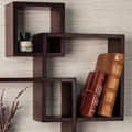 Wooden Intersecting Floating Wall Shelf with 4 Shelves - top_view