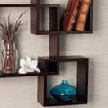 Wooden Intersecting Floating Wall Shelf with 4 Shelves - rear_view