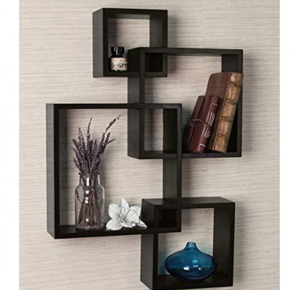 Floating Wall Shelf with 4 Shelves (Black) - photo