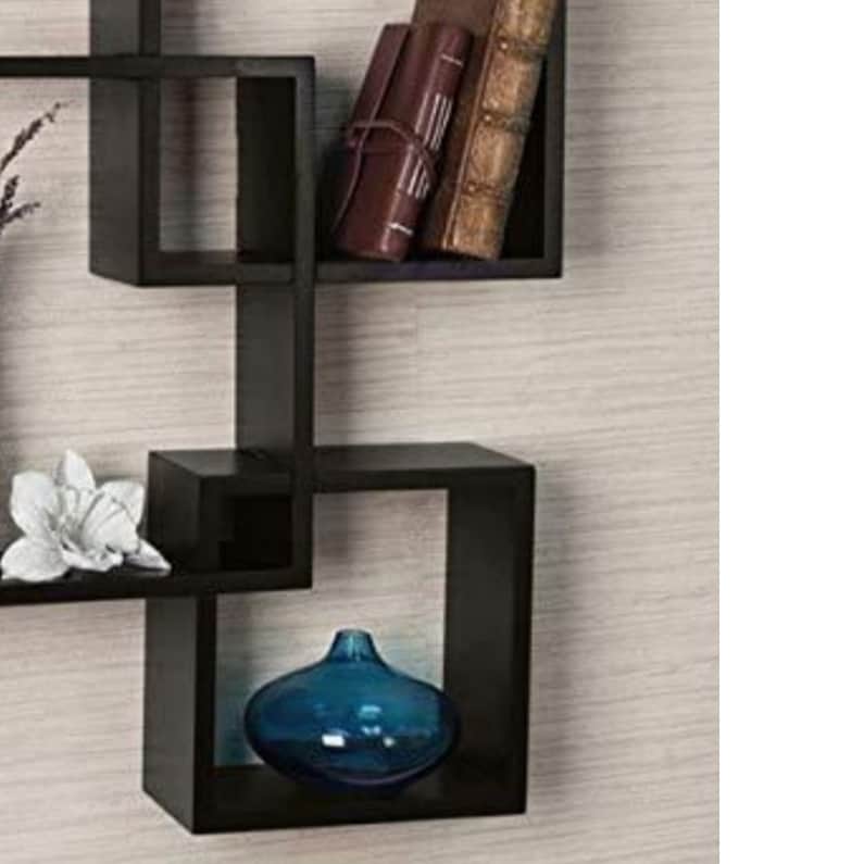 Floating Wall Shelf with 4 Shelves (Black) - rear_view