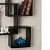 Floating Wall Shelf with 4 Shelves (Black) - rear_view