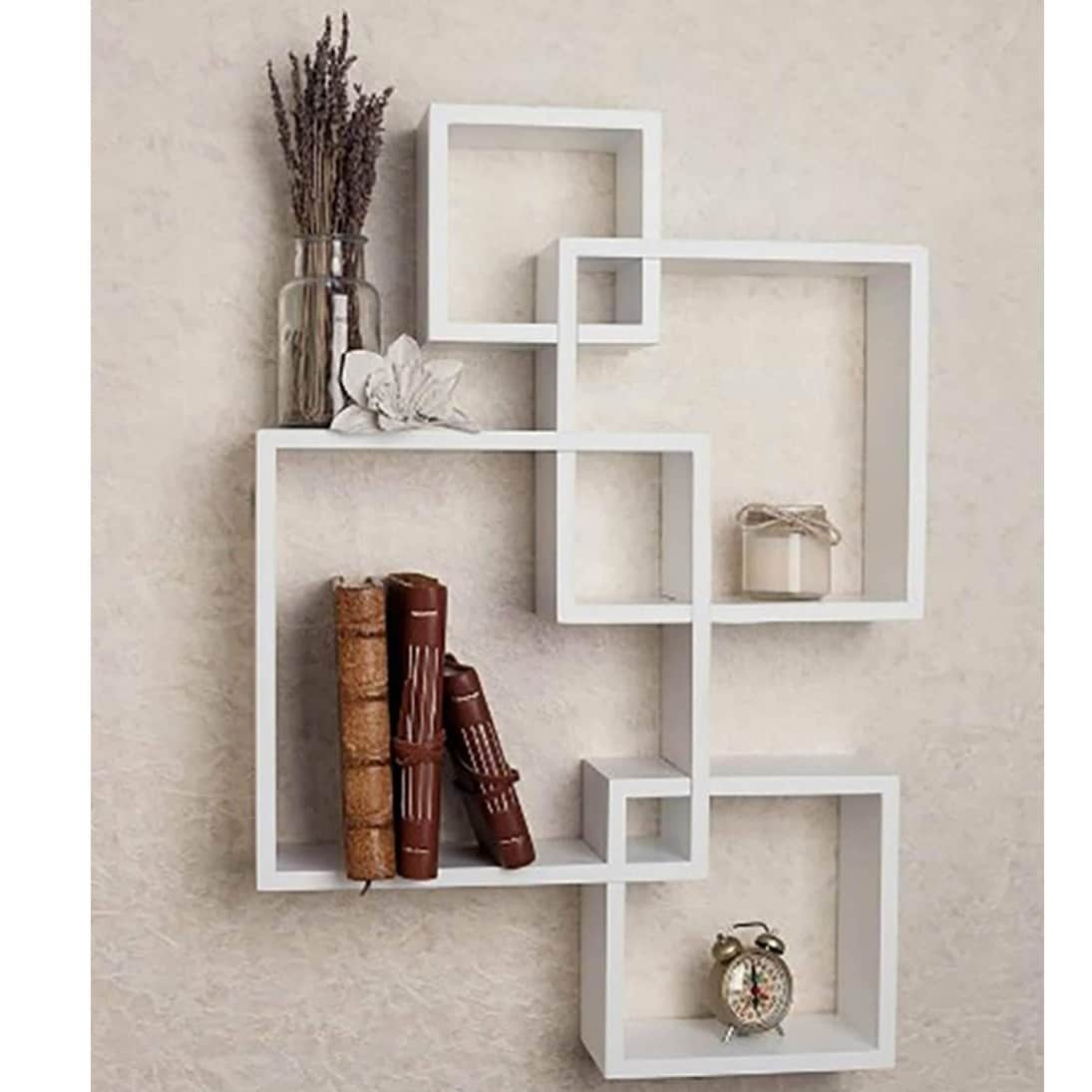 Sacramento Intersecting Floating Wall Shelf (4, White)