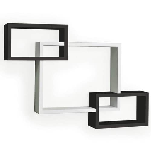 Black & White Intersecting Wall Shelves (Set of 3)