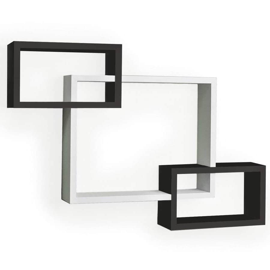 Black & White Intersecting Wall Shelves (Set of 3)