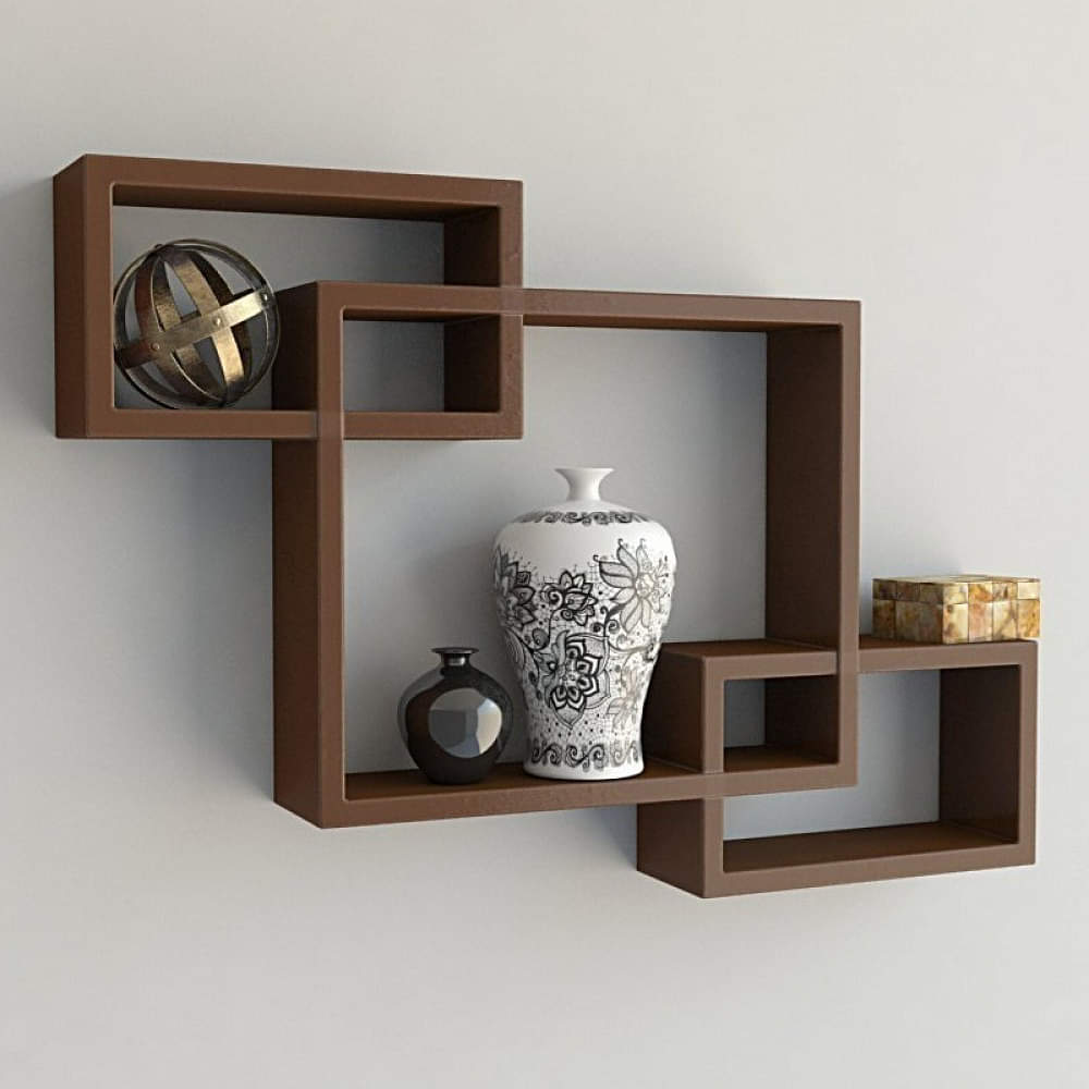 Brown Wooden Wall Decoration Shelf (Set of 3) - photo