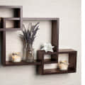 Brown Wooden Wall Decoration Shelf (Set of 3) - top_view
