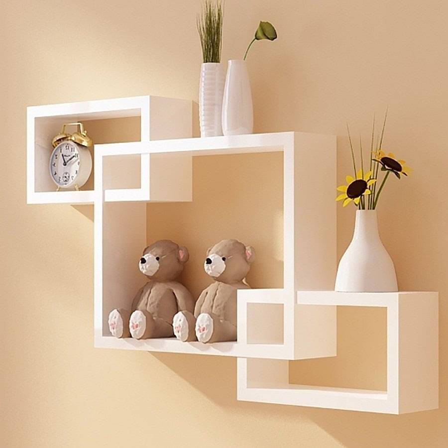 White Wooden White Wall Shelves (Set of 3)