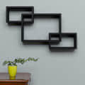 Wooden Black Decorative Wall Shelves (Set of 3) - top_view