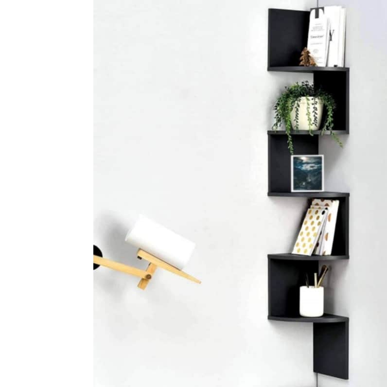 Zig Zag Floating Display Rack with Finish 5 Tiers
