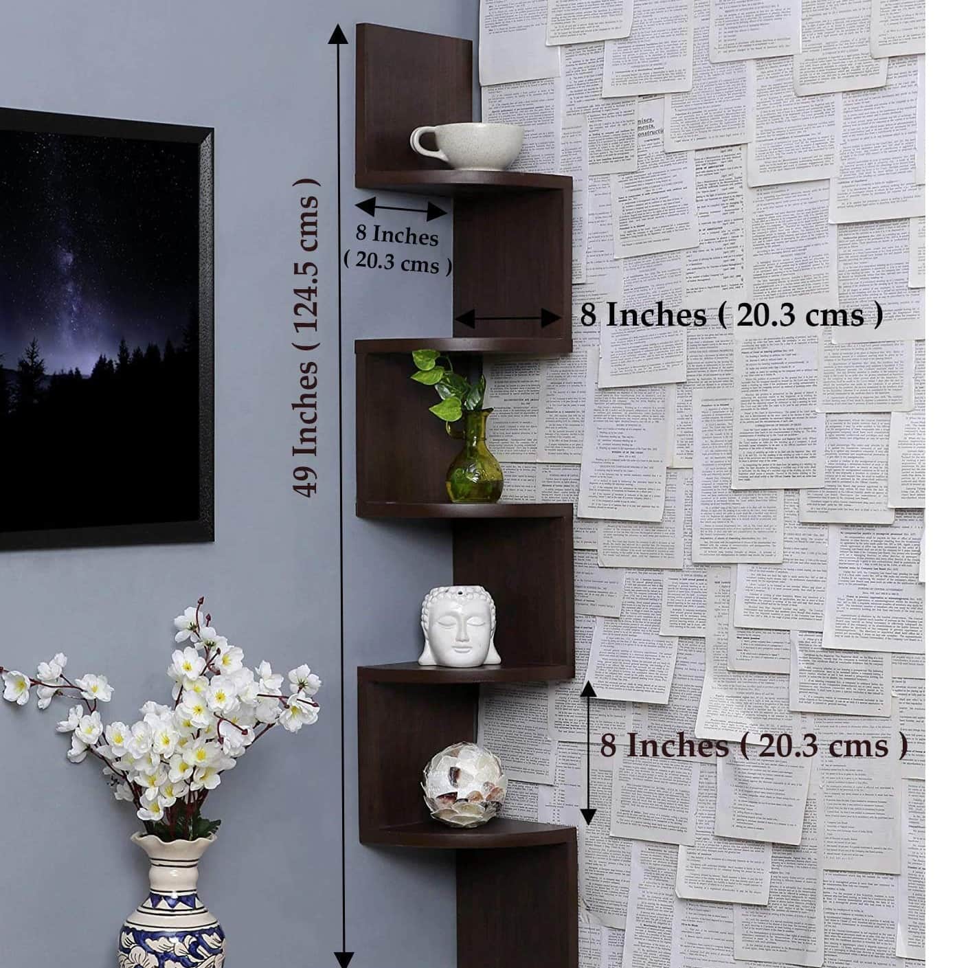 Zig Zag Floating Display Rack with Finish 5 Tiers - rear_view