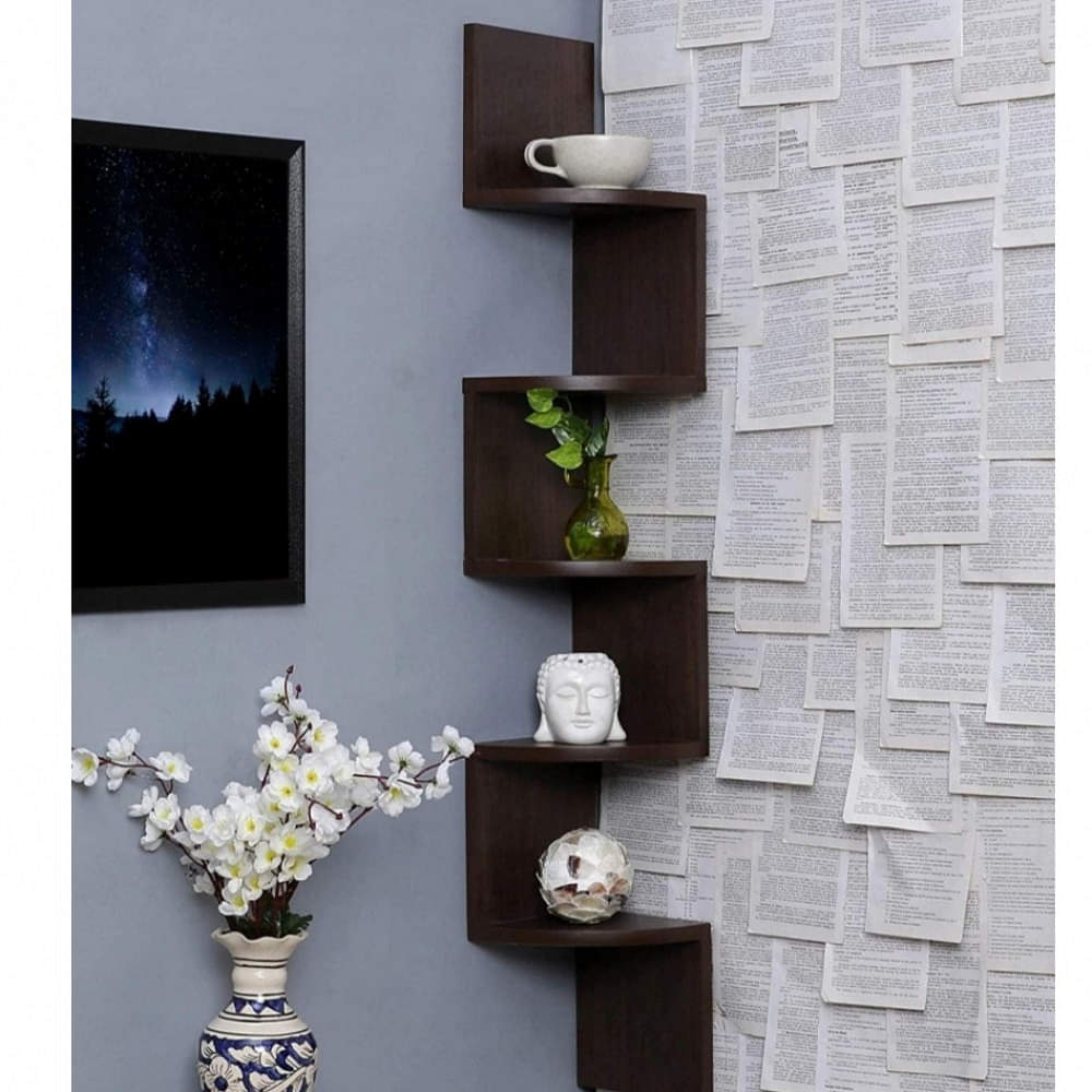 Zig Zag Storage Organizer with Dark Brown Finish 5 Tiers - photo