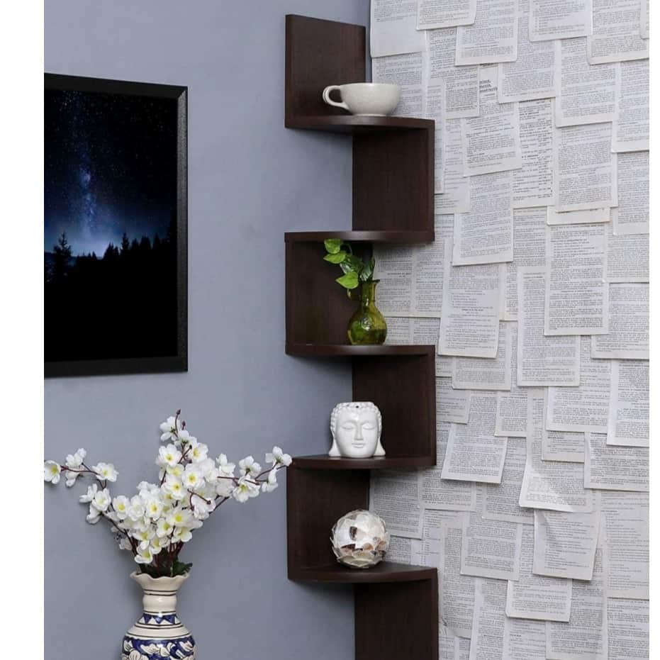 Zig Zag Storage Organizer with Dark Brown Finish 5 Tiers - front_view
