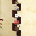Floating Display Rack with Walnut Finish 5 Tiers - top_view