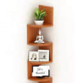 Zig Zag Corner Hanging Shelf with Teak Natural Finish 5 Tiers - top_view