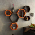 Annecy Wall Mounted Wall Shelf (Set of 6, Orange & Brown) - photo