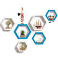 Annecy Wall Shelf In Hexagon Shape (Set of Six,  Sky Blue & White) - front_view
