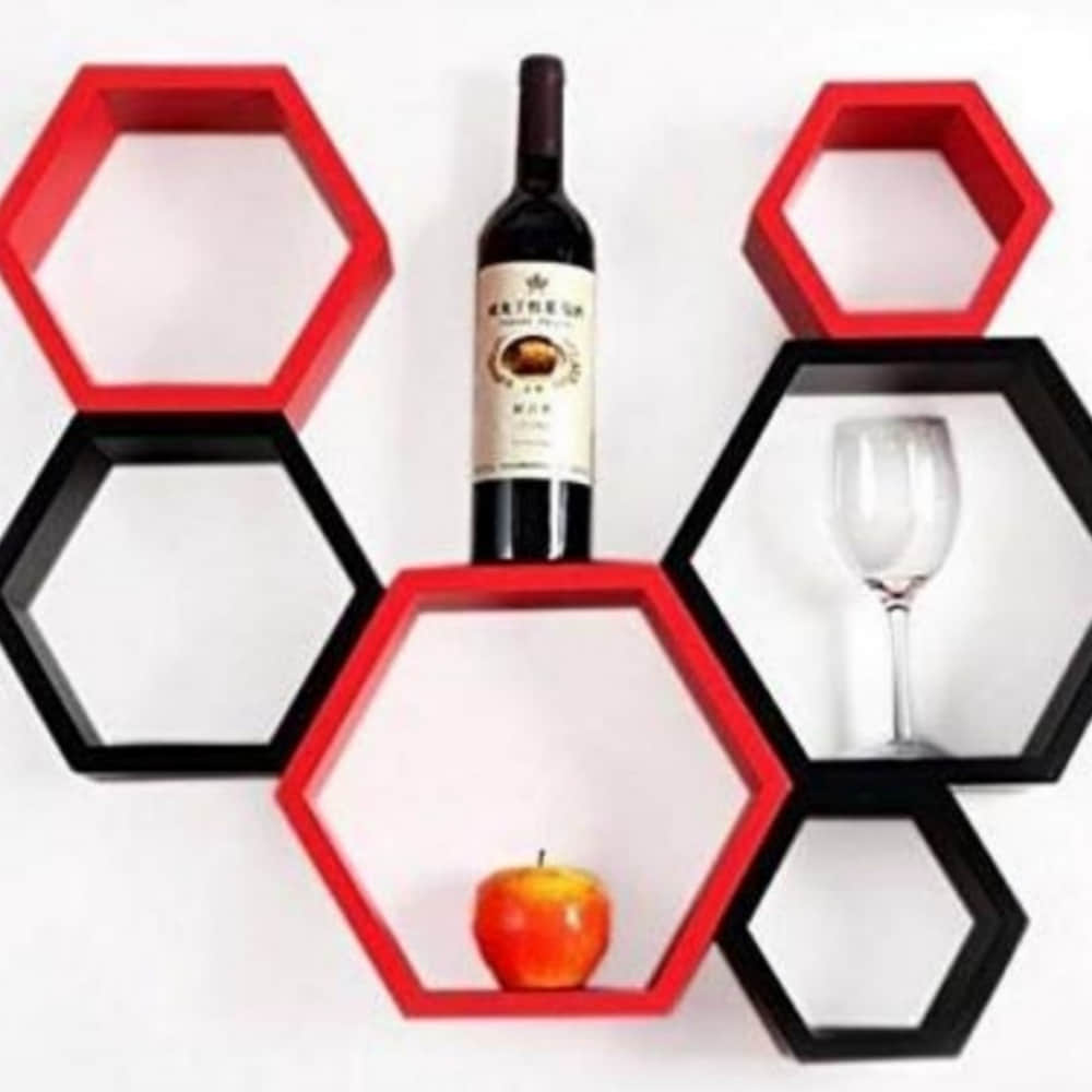 Annecy Wall Shelf In Hexagon Shape (Set of Six) - photo
