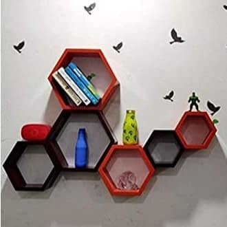 Annecy Wall Shelf In Hexagon Shape (Set of Six)