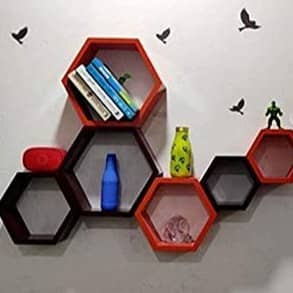 Annecy Wall Shelf In Hexagon Shape (Set of Six)