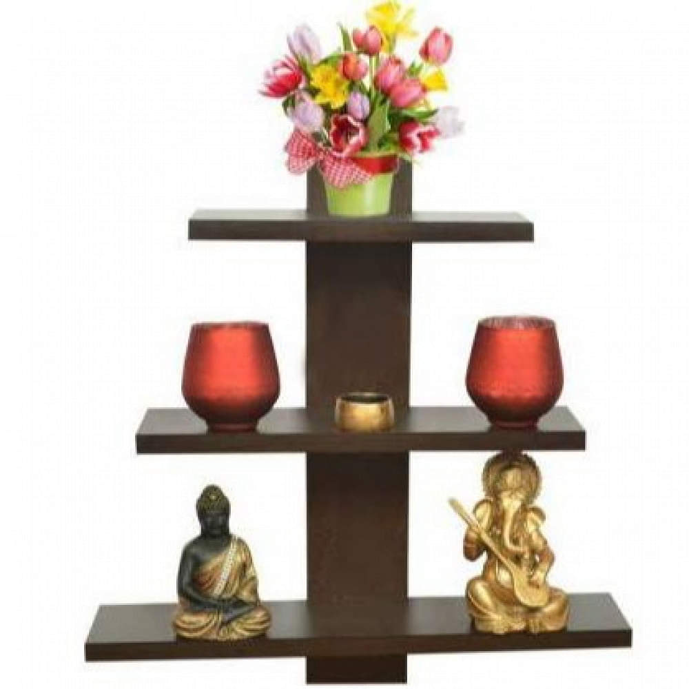 Sacramento Wooden Standing Wall shelf (Brown) - photo