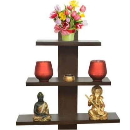 Sacramento Wooden Standing Wall shelf (Brown) - front_view