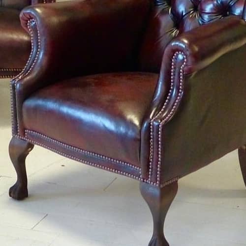 Chelsea Chesterfield Leather Chairs in Maroon