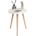 Wooden Round Side Table (Teak & White) - photo
