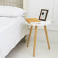 Wooden Round Side Table (Teak & White) - top_view