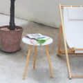 Wooden Round Side Table (Teak & White) - left_view