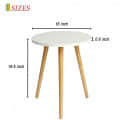 Wooden Round Side Table (Teak & White) - right_view