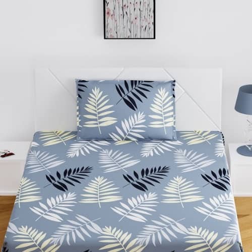 Grey Colour Single Fitted Bedsheet