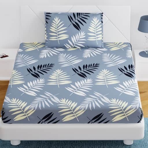Grey Colour Single Fitted Bedsheet - front_view