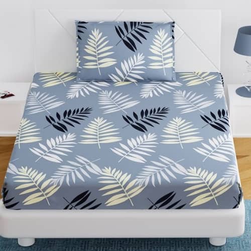 Grey Colour Single Fitted Bedsheet