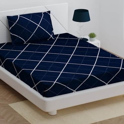 Single Fitted Bedsheet(Blue) - front_view