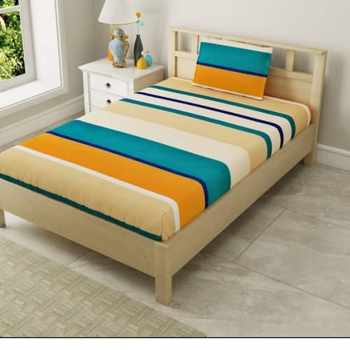 Single Fitted Bed sheet(Multi Colour)