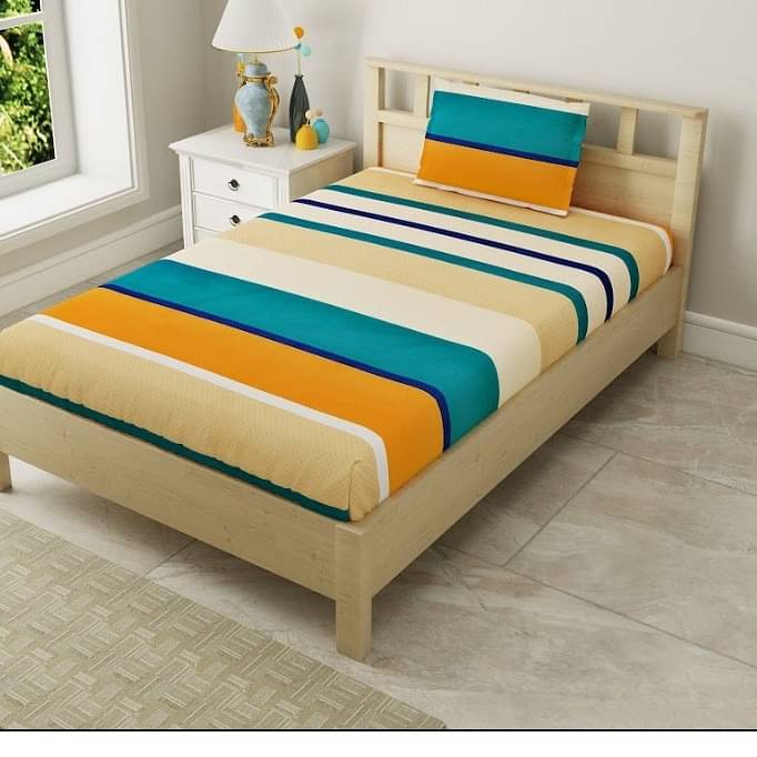 Single Fitted Bed sheet(Multi Colour)